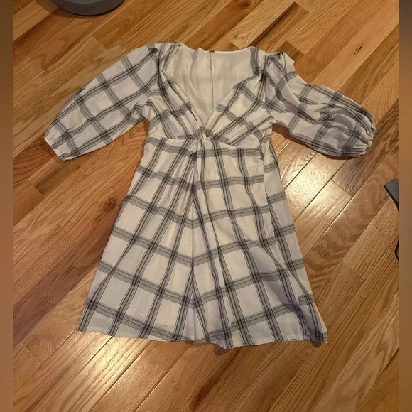 Free People Ivory and Charcoal Checkered Dress - Picture 4 of 8